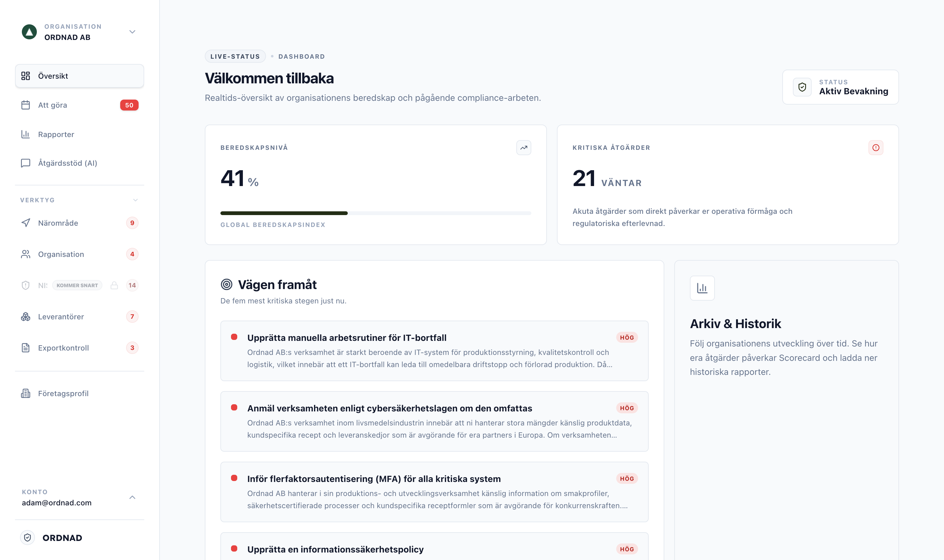 Operativ Lägesbild: Resilience Score